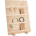 thumbnail image 1 of Exhibidor de aretes de madera de 4 niveles, elevador para joyería, vitrina desmontable con ranuras, tarjetero rústico para aretes, 1 of 7