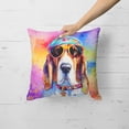 thumbnail image 4 of Basset Hound Hippie Dawg Fabric Decorative Pillow 18 in x 18 in, 4 of 5