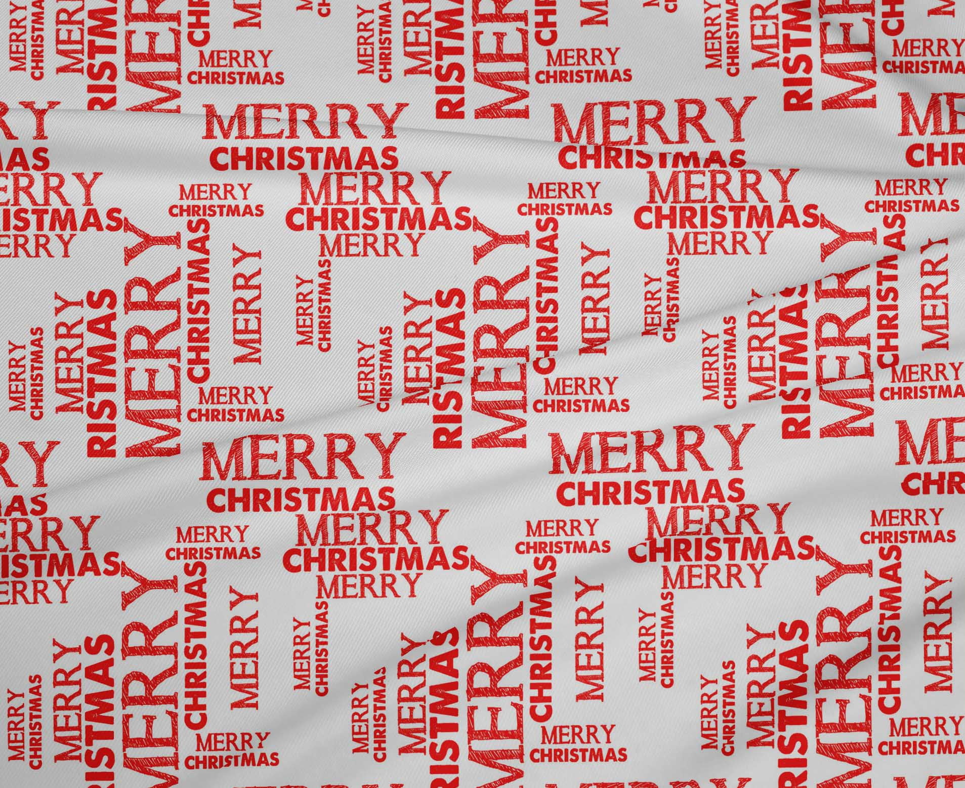 oneOone Polyester Spandex White Fabric Merry Christmas Sewing Material Print Fabric By The Yard 56 Inch Wide-U6U