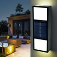 thumbnail image 4 of Luces solares de pared exterior - Aplique moderno de arriba abajo con 6 cuentas LED, impermeable IP65, ABS+PC negro, pack de 2 para porche y patio jardín, 4 of 7