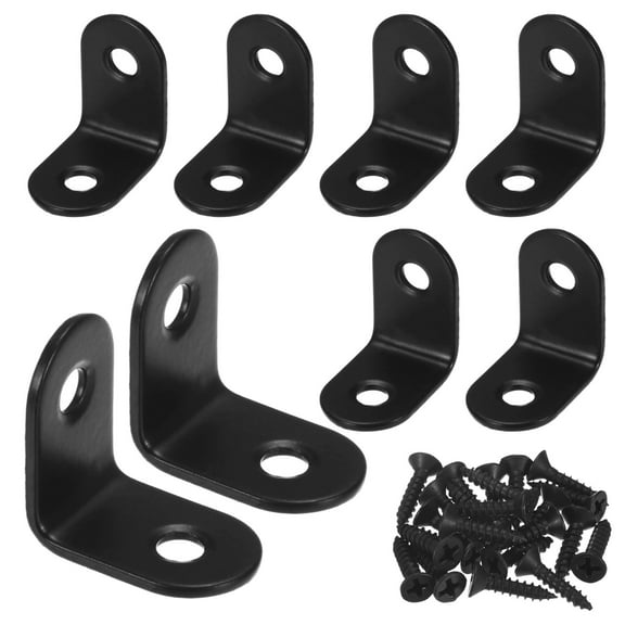 Uxcell 8-Pack L-Shape Corner Brace, 1 x 1 in Stainless Steel Right Angle Brackets Fastener Joint [Black]