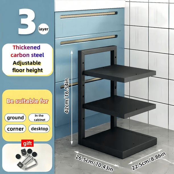 Organizador de estante de ollas ajustable, estante de almacenamiento de ollas de acero inoxidable para cocina, organizador de ollas y sartenes para el hogar multicapa para Cocina