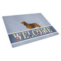 Caroline's Treasures Longhaired Dachshund Welcome Glass Cutting Board Large