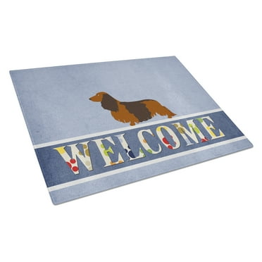 Caroline's Treasures Longhaired Dachshund Welcome Glass Cutting Board Large