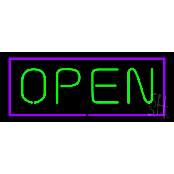 Open PG LED Neon Sign 13 x 32 - inches, Clear Edge Cut Acrylic Backing, with Dimmer - Bright and Premium built indoor LED Neon Sign for storefront.
