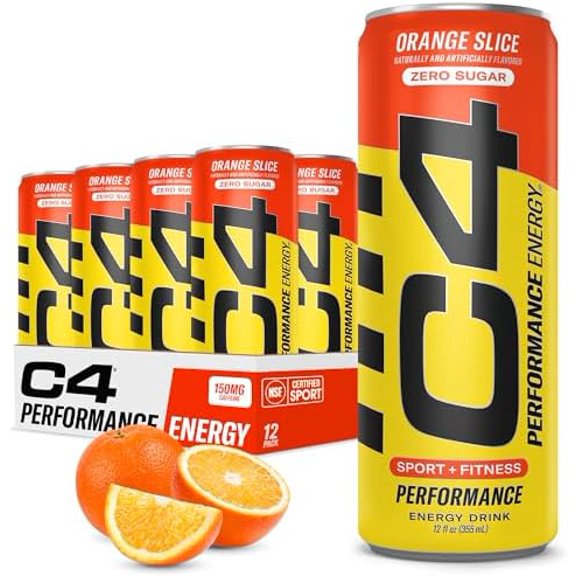 C4 Original Sugar Free Energy Drink | Orange Slice | Pre Workout Performance Drink with No Artificial Colors or Dyes,12 Fl Oz (Pack of 12)