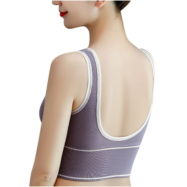 TopLLC Trendy Sports Bras for Women Wirefree Seamless Padded Yoga Bra  U-shaped Sling Sports Vest Chest Pad Bralette Ribbed Workout Running Crop  Top