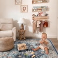 thumbnail image 5 of 3x12 Washable Oriental Runner Rug, Floral Waterproof Stain Resistant Non-Shedding Carpet for Hallway Kitchen Bedroom, Blue/Teal/Orange, 5 of 12