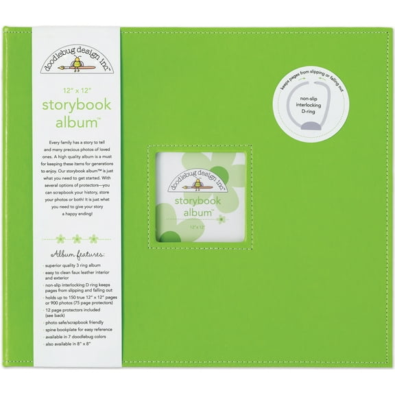 Doodlebug Storybook D-Ring Album 12"X12"-Limeade