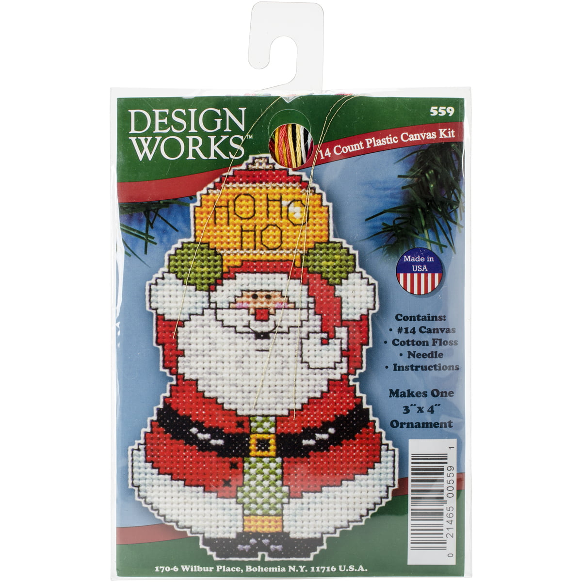 Design Works HO HO Santa Ornament Plastic Canvas Kit 4X3 14 Count