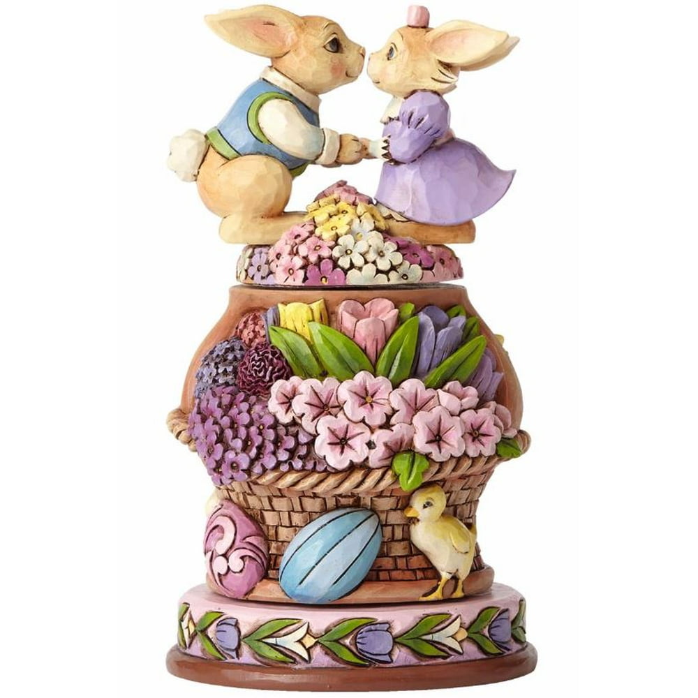 Jim Shore HWC Eggs Kisses and Easter Wishes Bunnies Rotating Figurine