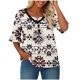 thumbnail image 2 of TaTaai Women's Printed V-Neck Top Half Sleeve Flared Ruched Front Casual Summer Chic Blouse T-Shirt Daily Work Party Vacation Gift, 2 of 6