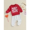 thumbnail image 3 of Bagilaanoe 2Pcs Newborn Baby Boy Valentine's Day Clothes Letter Print Long Sleeve Sweatshirt Tops + Sweatpants 6M 12M 18M 24M Infant Pants Set, 3 of 8