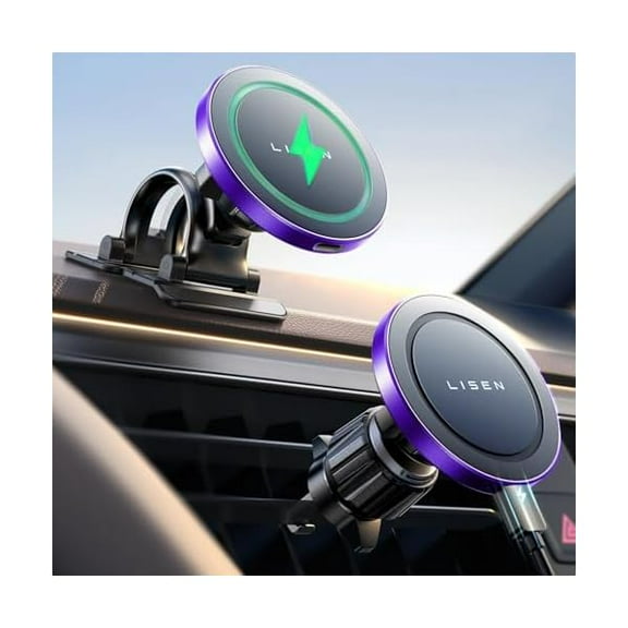for 15W MagSafe Car Mount Charger,iPhone Magnetic Wireless Car Charger for iPhone 16 Pro Max Accessories,Car Phone Holder For iPhone 16 15 14 13 12,Samsung with MagSafe Case,Gifts for Men Purple