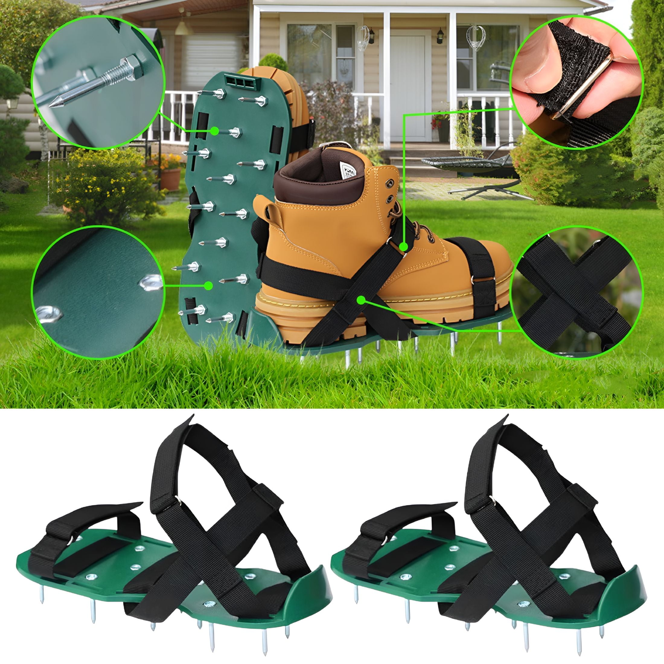 EXLEAF 2026 New Lawn Aerator Shoes with Hook and Loop Strap Adjustable Spikes Shoes Soil Yard Aerator Lawn Care Tool for Patio Garden for Lawn, Yard, Garden, Backyard, Turf