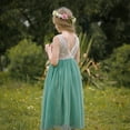 thumbnail image 4 of Vestido de encaje para niñas, Vestidos de fiesta de boda de flores para niños, Vestidos de tul con perlas para niñas, Vestidos de princesa para niños de verano, 4 of 5