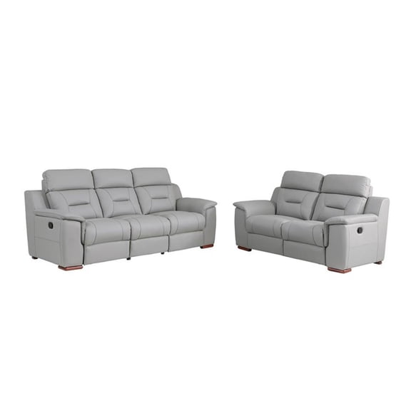 Titan Furnishings Modern Leather Upholstered Sofa and Loveseat Set in Gray