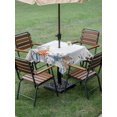 thumbnail image 4 of Outdoor Tablecloth with Umbrella Hole for Patio/Picnic/Party/Camping, Orange Blue Starfish Coastal Waterproof Table Cloth Square Cover Washable, Summer Beach Eucalyptus (60"x 60"), 4 of 8