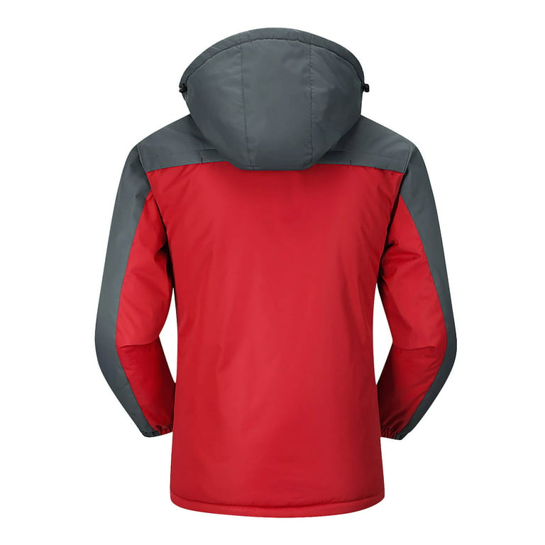 ELFINDEA Hoodies for Men Fall Autumn Winter Rain Jacket Hoodie Sweatshirt  Coat Men's Women's Plus Size Hooded Outerwear Fishing Ski Warm Hiking  Windproof Tops Red 1X 