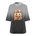 thumbnail image 4 of Womens Tops Halloween Printed V-neck 3/4 Sleeve T-shirt Plus Loose Top,Tops for Women Black, 4 of 4