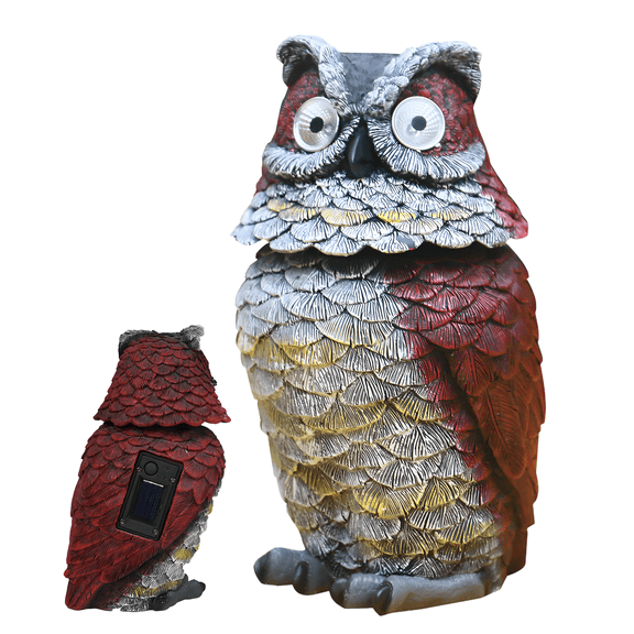 XIBUFE Owl Garden Statues Solar Garden Decor LED Light,Outdoor Statues Garden Decor for Outside,Realistic Solar Owl Statue Waterproof Resin Garden Statues Yard Lawn Patio Pathway Garden Decor