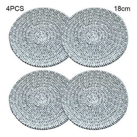 

Ringshlar 4 PCS Round Knitting Cup Coaster Heat Resistant Cotton Rope Dining Table Plate Mat Protects Table from Burnt out