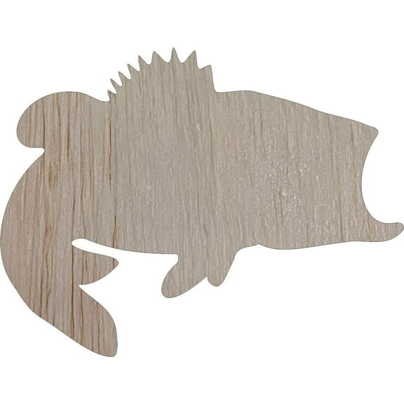 Unfinished Bass Fish Cutout, Wooden 4'' DIY Craft
