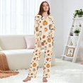 thumbnail image 6 of FORMRS Womens Pajama Set Long Sleeve Top and Pants with Pockets Soft Comfy Lounge Sleepwear, Sizes S-2XL, Fall Beige Pumpkin, 6 of 7