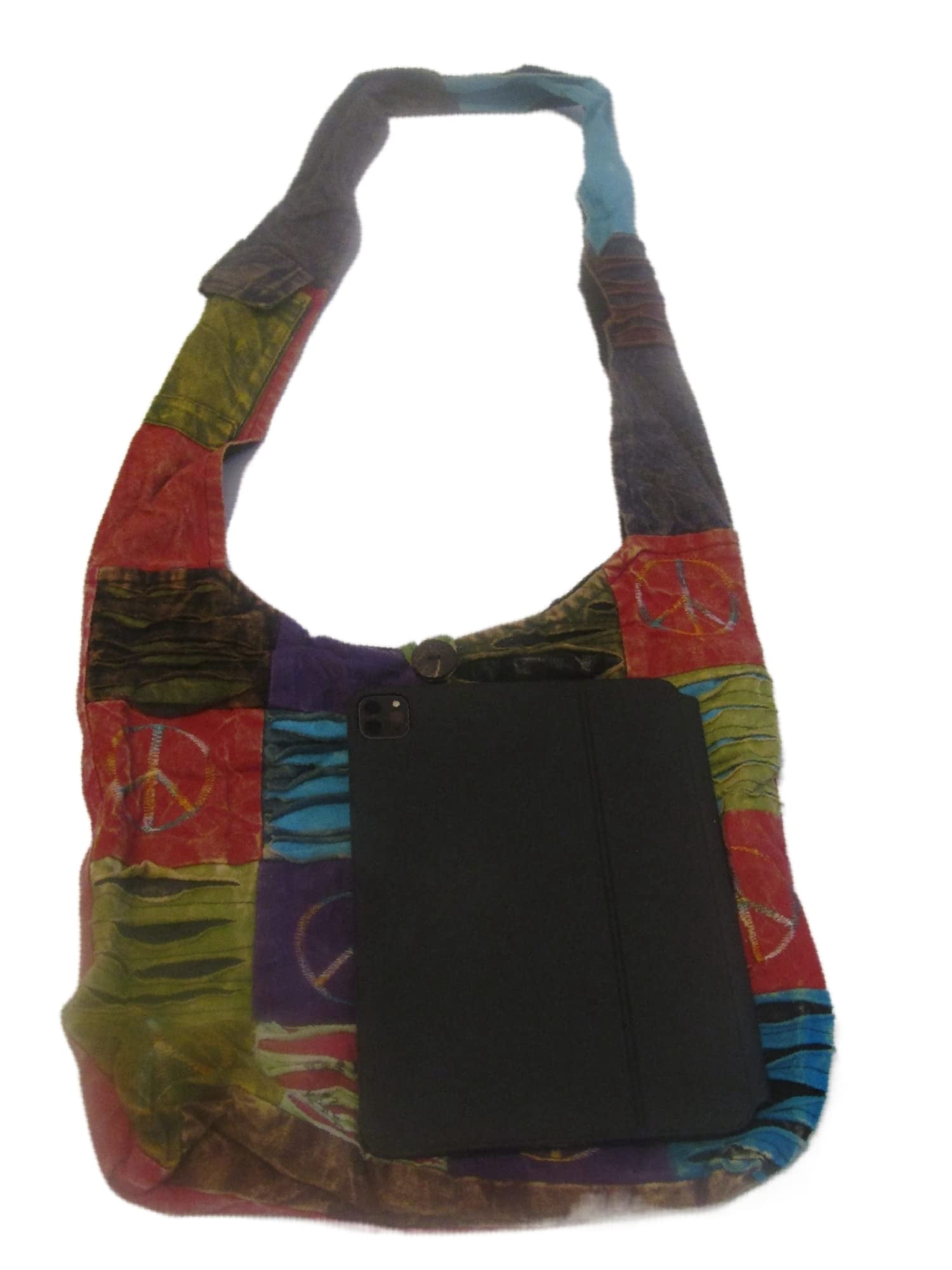 JUPA Place Patchwork Shoulder Crossbody Hippie Bag - Colorful Cotton Messenger Sling Bohemian Handbag - Shoulder Beach Bag Bohemian Purse