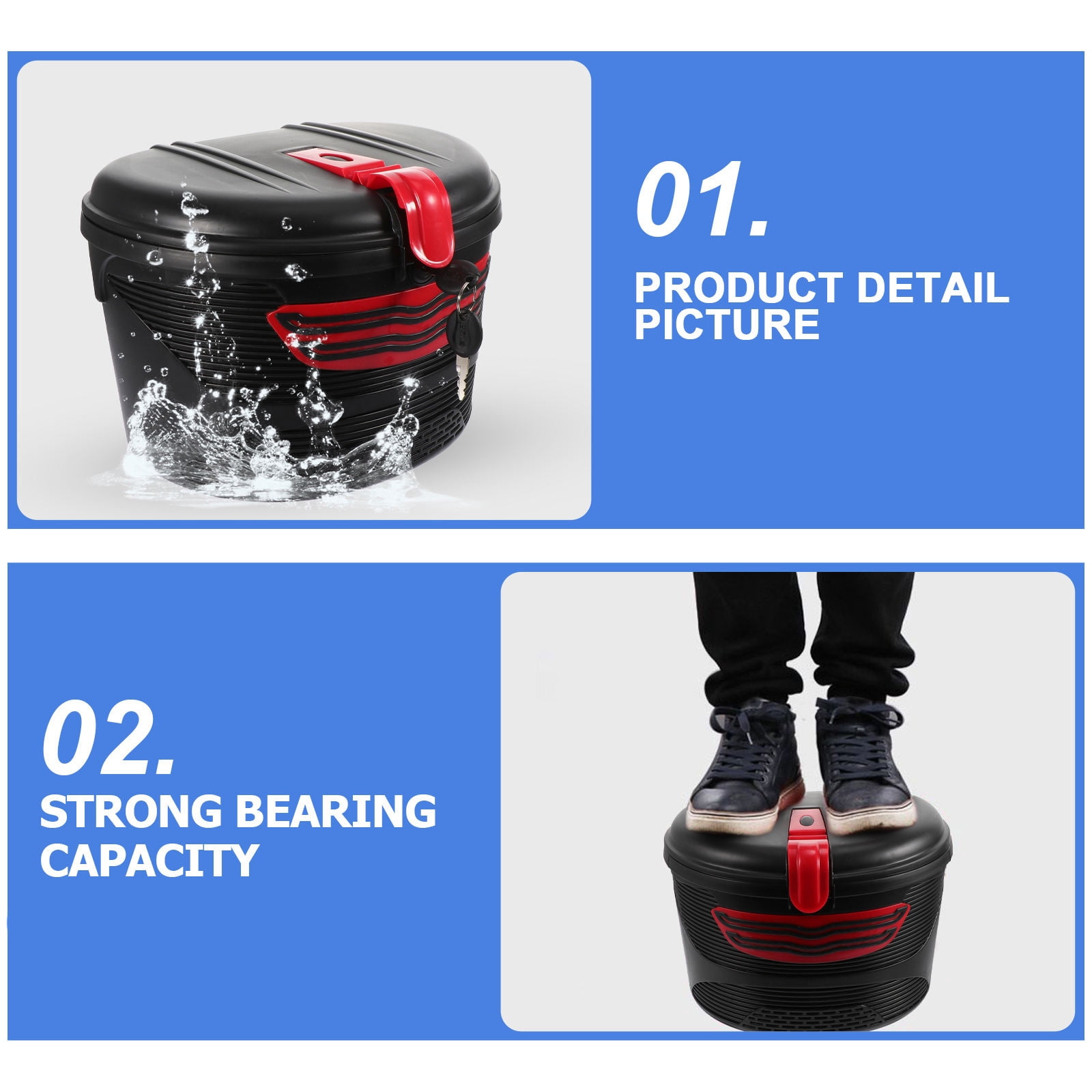 LOLIPPYY Bike Front Frame Storage Basket Red Woven Plastic with Anti-Prying Lock for Bikes