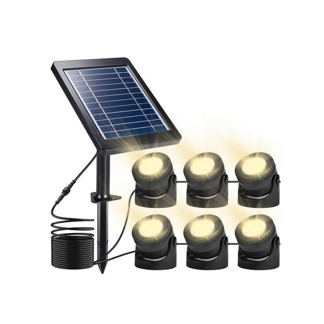 Focos solares para paisajismo, luces solares para estanques, tanques y jardines al aire libre. Blanco cálido