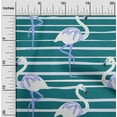 thumbnail image 2 of oneOone Cotton Cambric Dark Teal Green Fabric Tropical Flamingo With Stripes Diy Clothing Quilting Fabric Print Fabric By Yard 42 Inch Wide, 2 of 4