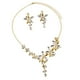 thumbnail image 1 of Conjunto de collar y pendientes de flores de cristal de estrás para vestido de novia - Dorado Oro, 1 of 9