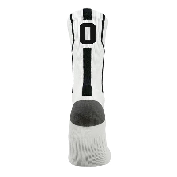 Mk Socks Player ID Jersey Number SINGLE Crew Sock - White, Black