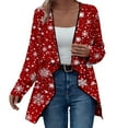 thumbnail image 2 of AUNVITO Women's Christmas Printed Cardigan Long Sleeve Casual Blouse Navy Floral Cozy Knit Blend Loose Regular Fit for Everyday Wear & Holiday OutRegular Fits, 2 of 7