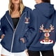 thumbnail image 1 of WILLBEST Sudadera de Mujer con Estampado Navideño, Cremallera, Manga Larga, Bolsillo, Cordón Ajustable y Capucha Informal 2207 XX-Grande, 1 of 8
