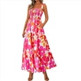 thumbnail image 2 of Vestido Bohemio de Verano para Mujer, Sin Mangas, Fruncido, con Tirantes Finos, Corte en A, Holgado, para Playa, Color Rosa, Talla S, 2 of 7