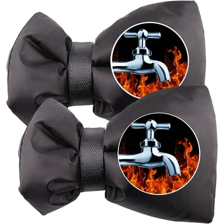 

Faucet Protector Cover for Outdoor Garden Faucet Antifreeze Insulated Reusable Waterproof Covers for Frost Protection (Black 2pcs) -