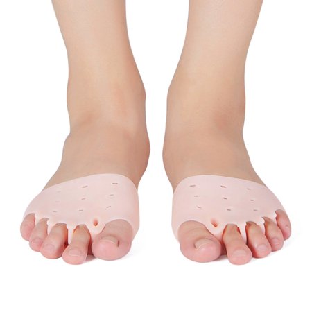 ODOMY 1 Pair Magic Silicone Gel Open-toed Toe Pads Foot Care Tool Massaging Metatarsal Pain Relief Five Holes Hallux Valgus Straightener