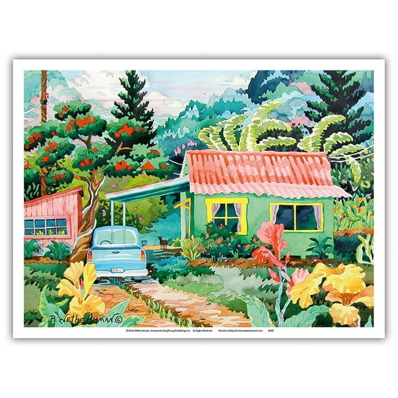 Kauai Dreams - Tropical Paradise - Hawaii - Hawaiian Islands - From an Original Watercolor Painting by Robin Wethe Altman - Master Art Print (Unframed) 9in x 12in