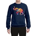 thumbnail image 2 of Wild Bobby, Colorful Walking Good Luck Elephant Animal Lover Unisex Crewneck Graphic Sweatshirt, Vintage Heather Navy, 3XL, 2 of 3