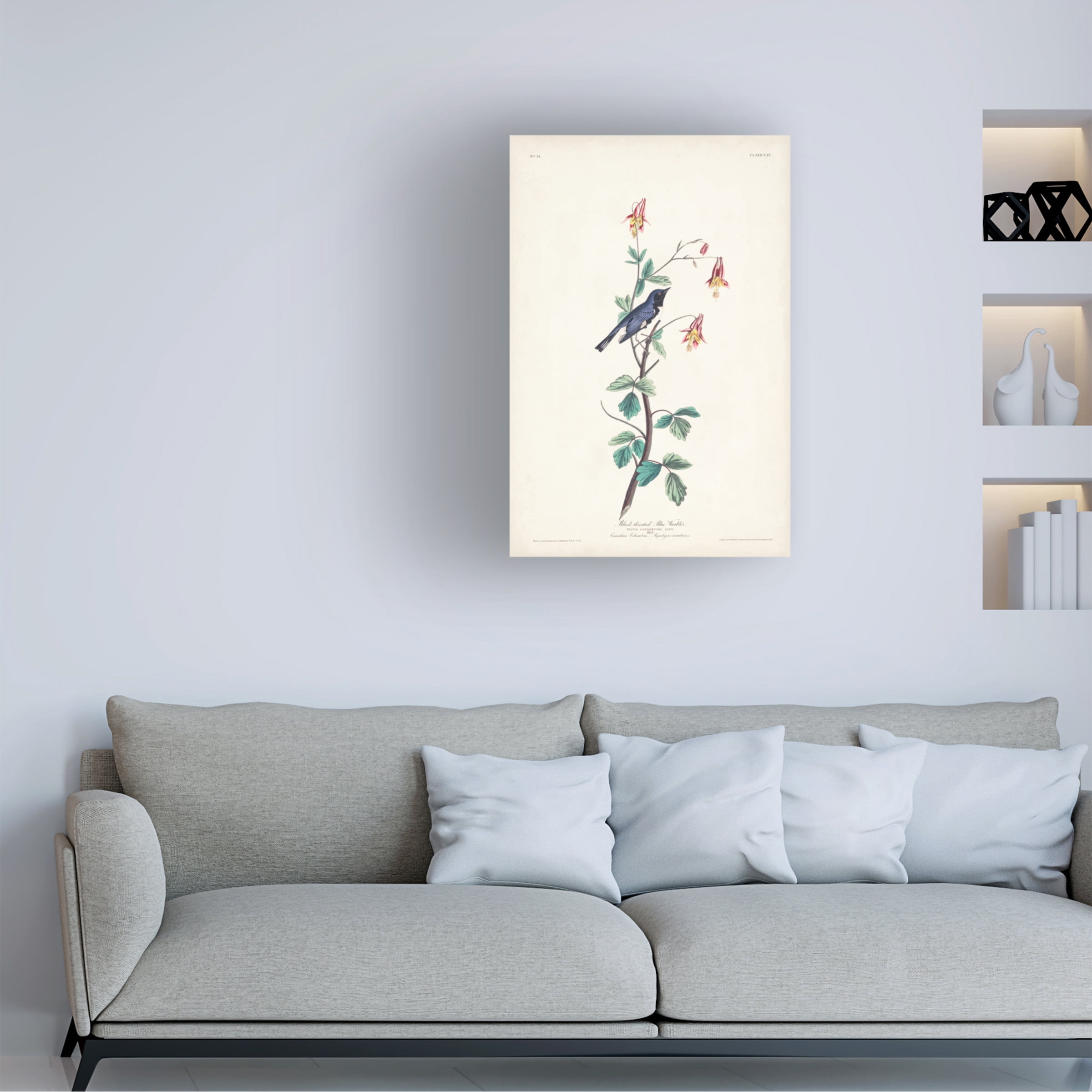 John James Audubon 'Black Throated Blue Warbler' Canvas Art