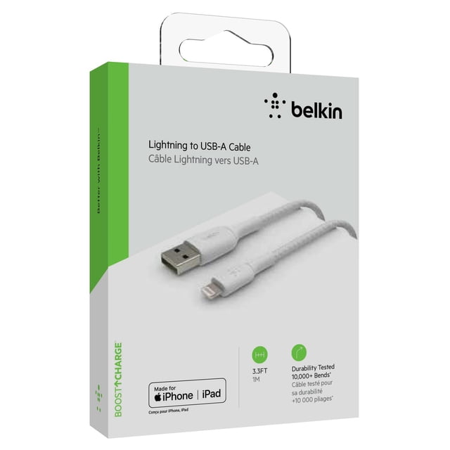 Cable Lightning a USB-A 1M Blanco BOOSTâCHARGE⢠Belkin CAA002bt1MWH