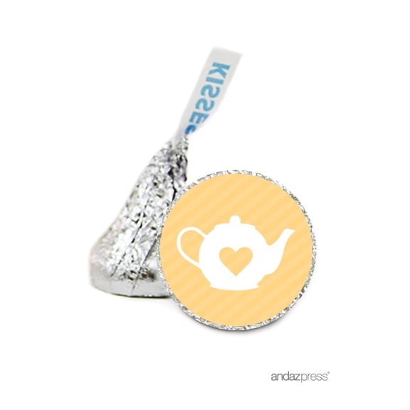 Neutral Yellow Tea Pot Hershey´s Kiss Baby Shower Stickers, 216-Pack