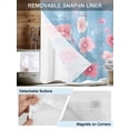 thumbnail image 3 of No Hook Shower Curtain with Snap in Liner,Classic Pink Flower Ripples Waterproof Bath Curtain Double Layers with See Through Top Window,Fantasy Floral Hotel Shower Curtains 72x72in, 3 of 9