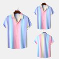 thumbnail image 2 of TAIAOJING Men's Striped Button Down Shirts Casual GradienShort Sleeve TurnCollar Blouse Tops Beach Shirt, 2 of 5