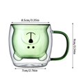 thumbnail image 3 of Cute Bear Pattern Double Wall Insulated Glass Cup, 8.5Oz Capacity With Handle For Easy Grip Daily Coffee Tea Milk Cup, Home Office Use Gift For Personal Birthday Valentine's Day, 3 of 6