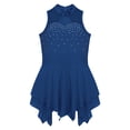 thumbnail image 5 of YONGHS Kids Girls Sleeveless Cutout Back Skirt Leotard Figure Skating Ballet Dance Dress Navy Blue 10, 5 of 7