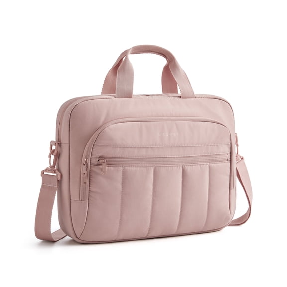 BAGSMART 15.6" Laptop Bag Briefcase, Computer Messenger Bag, Business Work Travel Laptop Shoulder Bag, Carrying Handbag Laptop Sleeve Case for Women & Men, Quilted Pink