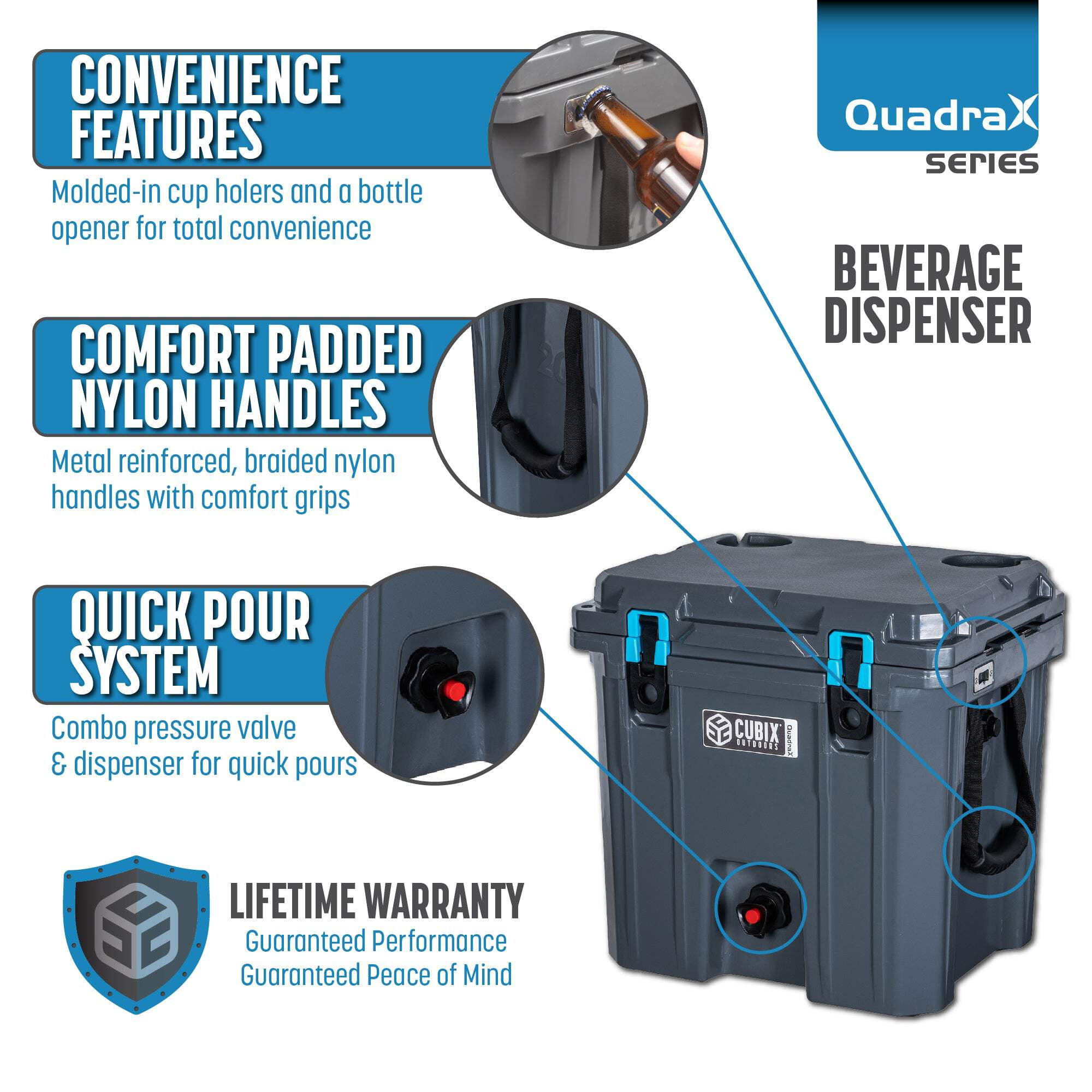 Cubix Outdoors® QuadraX 5 GAL 2-in-1 Portable Insulated Hard Beverage Dispenser and Cooler Fits 14 Cans - Hunter Camo